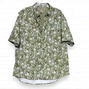 New DULUTH CoolPlus UPF 50 Action Green Leafy Print Outdoor Fishing Sport Shirt